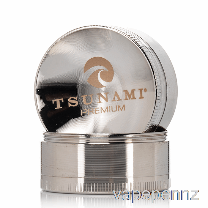Tsunami 1.9inch 4-Piece Sunken Top Grinder Silver (50mm) VAPE NZ